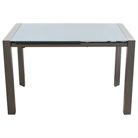 Carbon Glass Top Extension Dining Table with Metal Frame